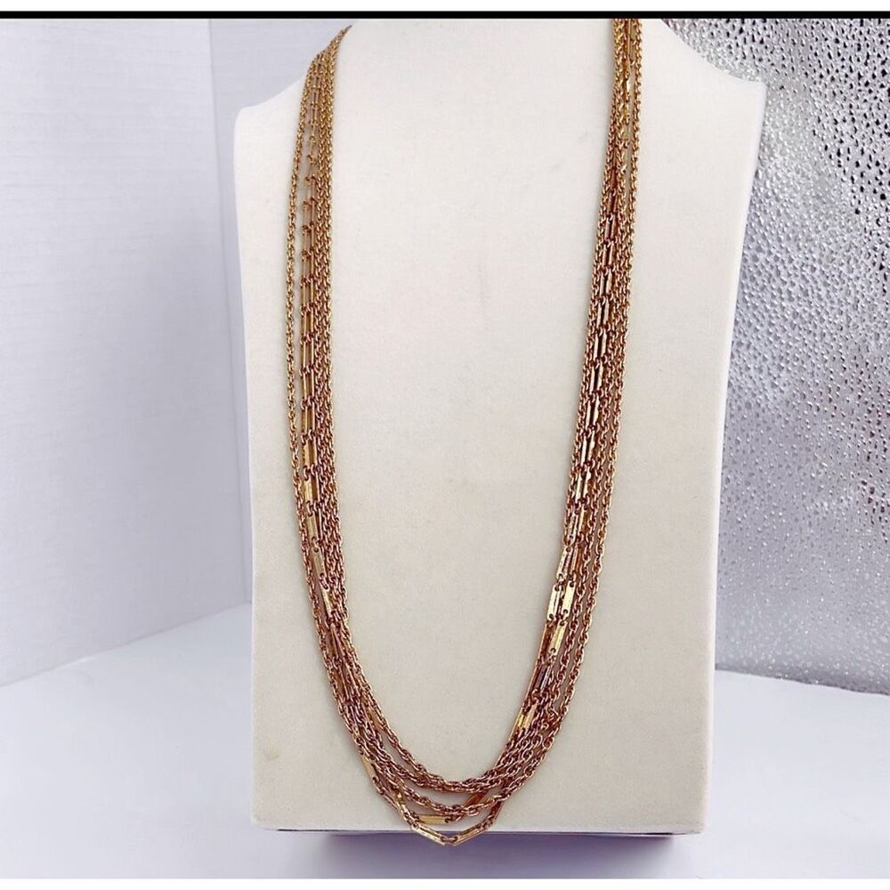 Vintage 70’s boho festival 5 chain strand 28” necklace.